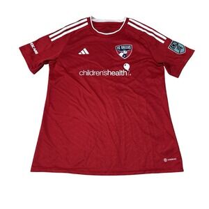 Adidas Aeroready x FC Dallas Men's Striped Jersey Red Size Large 20 x 27